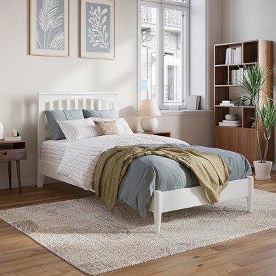 AFI Furnishings Becket Twin XL Solid Wood Low Profile Platform Bed, White