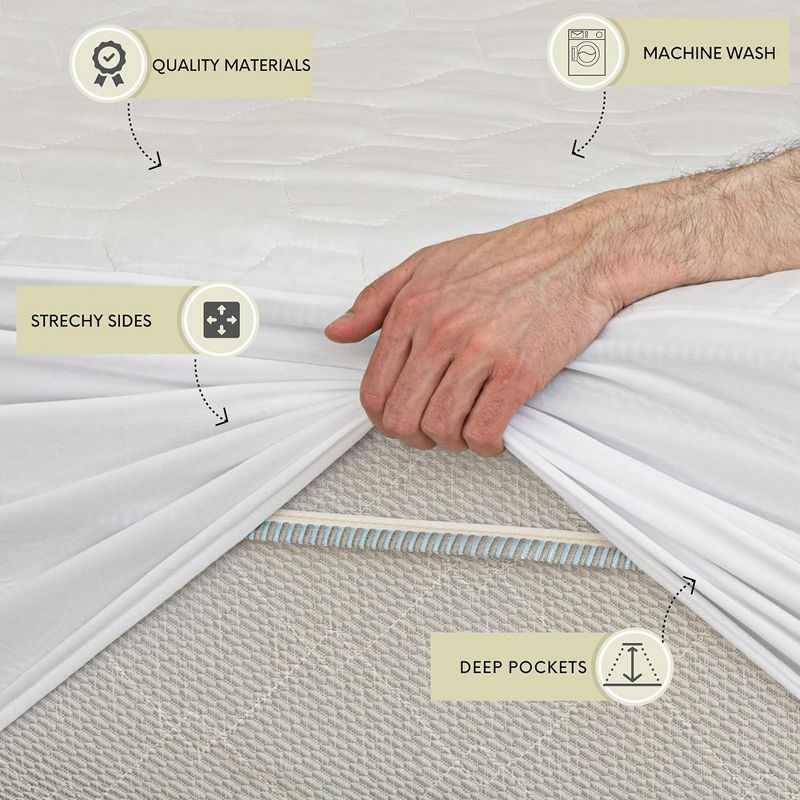 Mattress Pad - Soft and Hypoallergenic  - Thick and Odorless Polyester Filling - 152 Thread Count, 4 of 9