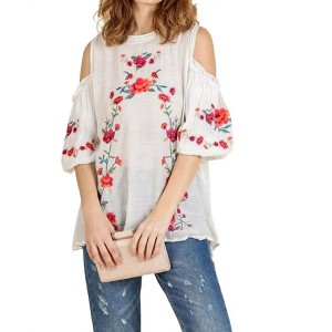 Women's Floral Embroidered Peasant Top - umgee - 1 of 3