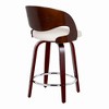 Faux Leather Mid-Century Modern Counter Stool with Swivel and Chrome Footrest for Kitchen or Bar (Set of 2) - 4 of 4