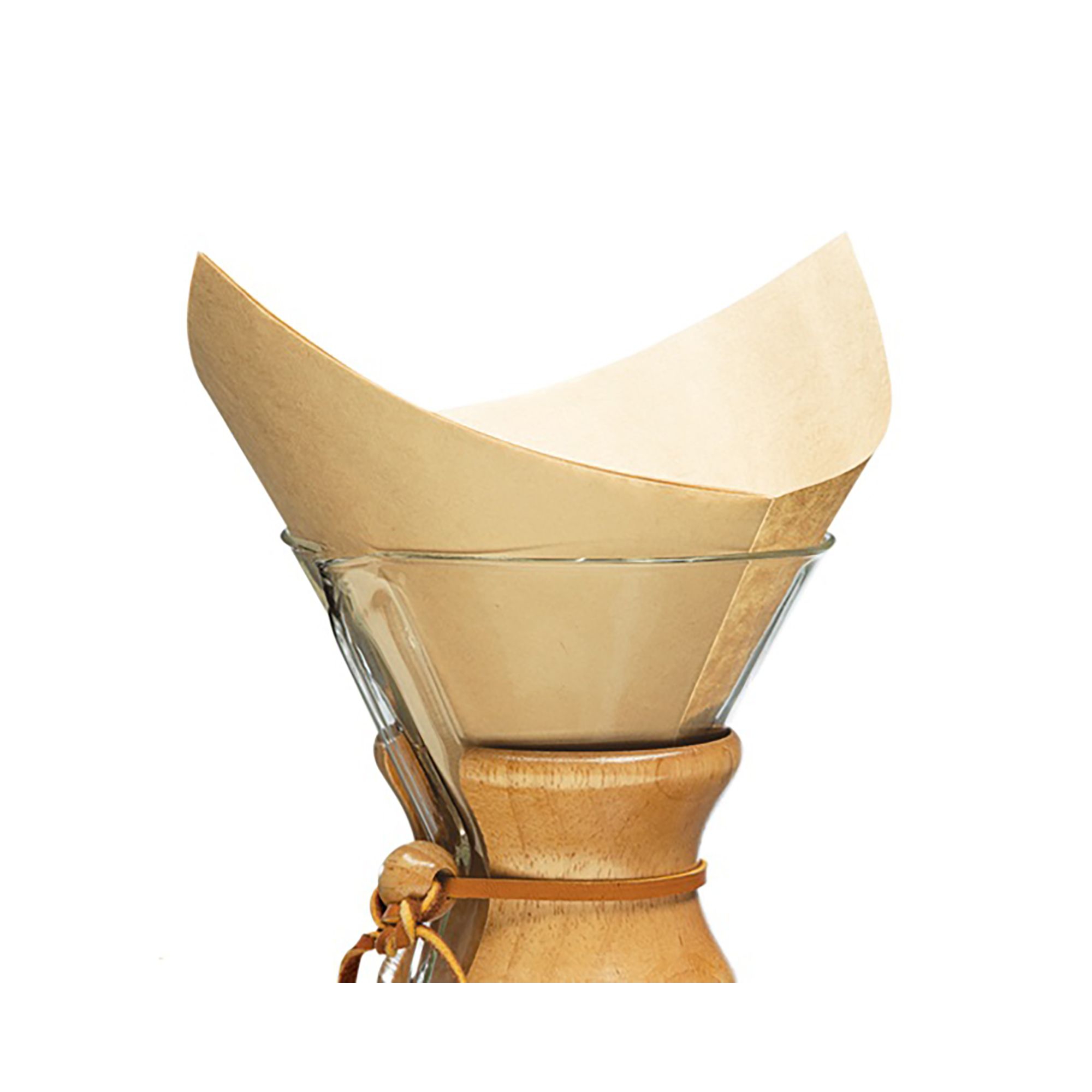 CHEMEX Bonded Filter – Natural Square – 100 ct Coffee Filters – Thick Paper Pour‑Over Filters – Exclusive Packaging
