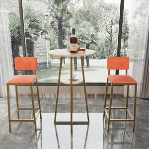 Aukfa 3-piece Bar Table and Chair Set - with Sponge Cushion Backrest, Suitable for Home - 1 of 4