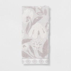 Floral Hand Towel Gray - Opalhouse , White