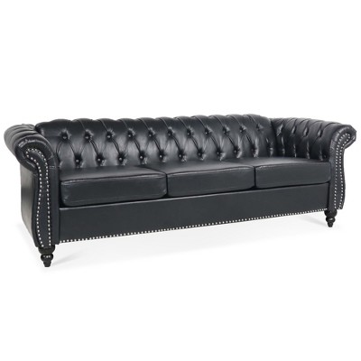 NicBex U-Style Modular Sofa Couch with Tufted Button Back Modern PU Leather 3 Seater Couch with Soft Cushion for Living Room,Apartment