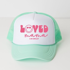Simply Sage Market S.W.Smiley Loved Mama Smiley Face Foam Trucker Hat - Adult - White Seafoam - 1 of 3