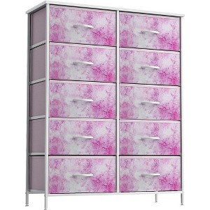 Sorbus 10 Drawers Dresser - Furniture Storage for Bedroom, Closet, Office Organization - Steel Frame, Wood Top, Fabric Bins - 1 of 4