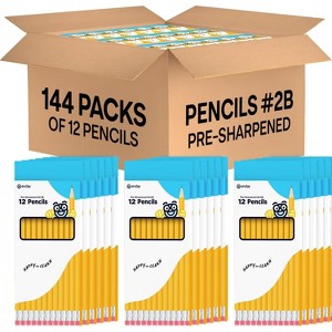 Enday Bulk Pencils, Pre Sharpened Pencil Bulk, #2 Wood-Cased, Easy Grip Design With Top Erasers, Back to School Gifts - 1 of 2