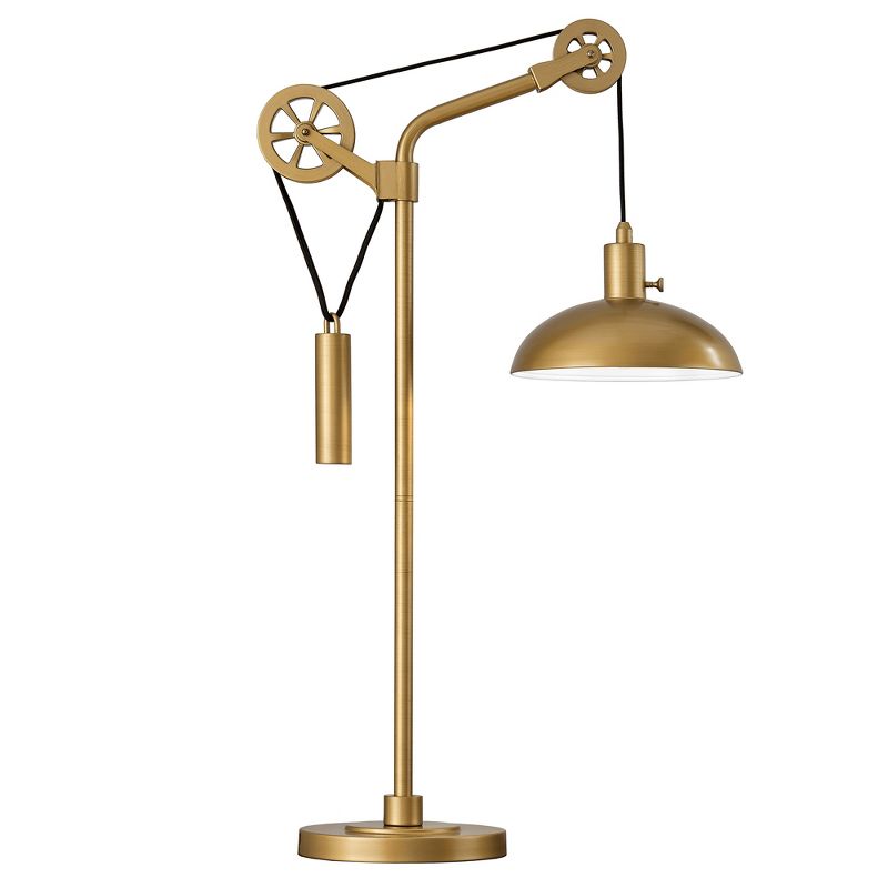 Hampton & Thyme 33.5" Tall Spoke Wheel Pulley System Table Lamp with Metal Shade, 1 of 11