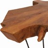 Contemporary Wood Coffee Table Brown - Olivia & May: Teak, Live Edge, Indoor Use, Unique Design - 3 of 4