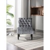 Velvet Armless Accent Chair with Button Tufted Upholstery, Foam Cushion and Solid Wood Legs for Living Room - 2 of 4