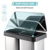 Dual Kitchen Trash Can, Stainless Steel Double Garbage Bin with 2 Compartment, Soft Close Lid, Step Pedal, Removable Buckets - 4 of 4