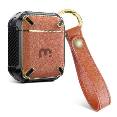 MyBat Pro Leather Armor Series Case Compatible With Apple AirPods with Wireless Charging Case - Black / Brown