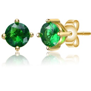 Guili Baby/Kids Sterling Silver Cubic Zirconia Earrings for a Sparkling Look - Colors: Red, Purple, Clear, Blue, Green, White, Yellow. - 1 of 3