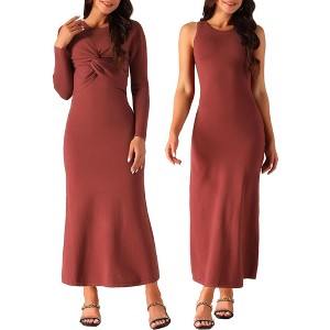Seta T Women's Long Sleeve Twist Front Sweater A-Line Dress Two Pieces - 1 of 4