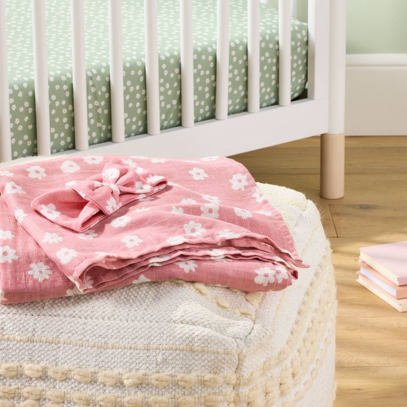 Hospital Muslin Swaddle and Headwrap Gift Set - Pink - Cloud Island&#8482;, 3 of 6