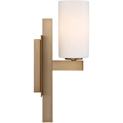 Burnished Brass Wall Sconce with Frosted Glass Shade
