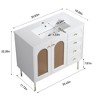 Lyngins 36" Bathroom Vanity with Sink – Drop-In Basin, Tapered Legs, Rattan Bathroom Storage Cabinet with Woven Hollowed-Out Doors & Drawer - 4 of 4
