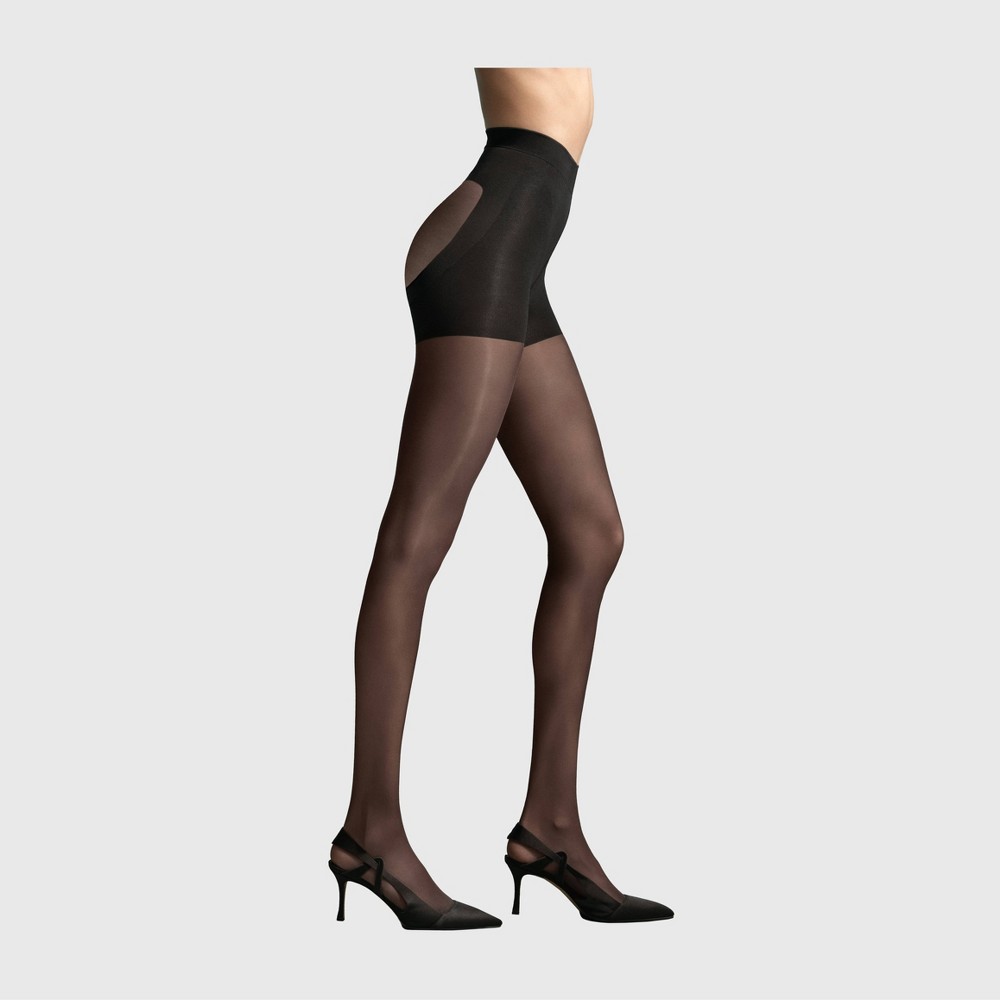 Condition photo showing Good Condition for L'eggs Women's 20 Denier 360 Contour Sheer Tights - Black L: High Waisted, Built-in Slimming Layer, Knit