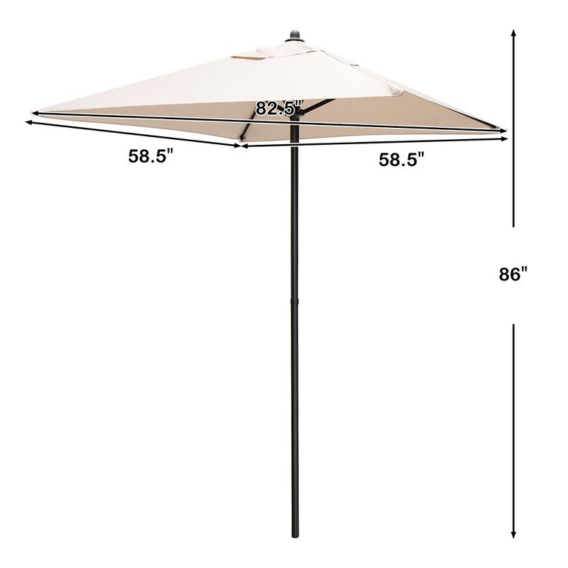 Tangkula 5ft Patio Square Market Table Umbrella Shelter 4 Sturdy Ribs, 2 of 9