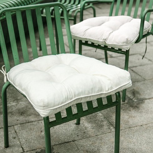 Sunnydaze Outdoor Square Tufted Seat Cushion - Neutral Stripes