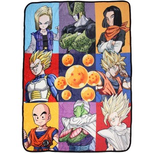 Dragon Ball Z Goku Vegeta Cell Trunks Kremlin Plush Fleece Soft Throw Blanket | Dragon Ball Z Throw Blanket 60" x 45" Multicoloured - 1 of 4