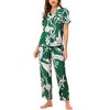 cheibear Women's Silky Short Sleeves Sleepshirt with Pants Sleepwear Pajama Set 2 Pcs - 2 of 4