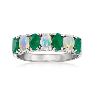 Ross-Simons Opal and 0.90 ct. t.w. Emerald Ring in Sterling Silver - 1 of 4