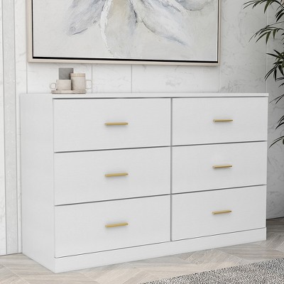 Modern Minimalist Dressing Table With 6 Spacious Drawers, Plenty Of Storage Space, For Bedroom, Living Room, Entryway
