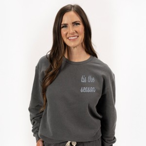 Simply Sage Market Embroidered Tis The Season Bold Cursive Lightweight Garment Dyed Sweatshirt - 1 of 4