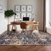 2 x 6 ft Polyester  Imitation Brown Red Rectangular Hallway Bathroom Entryway Kitchen Office Foldable Flower Printed  Washable Area Ru - 4 of 4