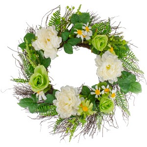 Northlight Mixed Floral Artificial Spring Wreath, 22-Inch - 1 of 4