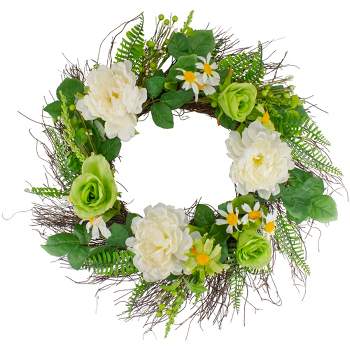 Northlight Mixed Floral Artificial Spring Wreath, 22-Inch