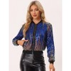 INSPIRE CHIC Women's Sequin Long Sleeve Zipper Front Sparkle Bomber Jackets - 2 of 4