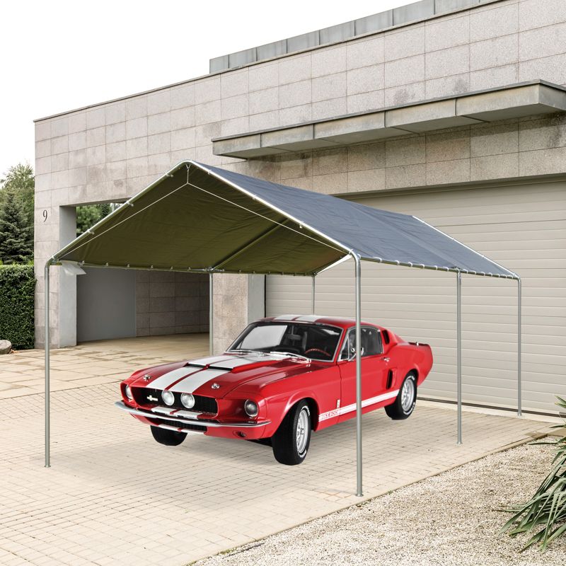 Outsunny 10'x20' Carport Heavy Duty Galvanized Car Canopy with Included Anchor Kit, 3 Reinforced Steel Cables, 3 of 11