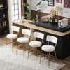 Sapphtopaz Modern Bar Stools Teddy Upholstered Dining Chairs Bar Chair with Metal Base Counter Height Stools for Kitchen Island - 2 of 4