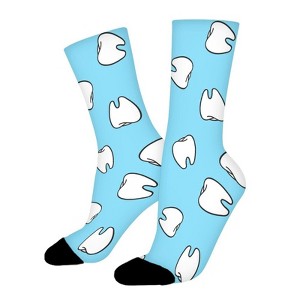 Tooth Pattern Women Printed Crew Socks Funny Funky Socks Soft Polyester Novelty Gifts for Artists Men - 1 of 1