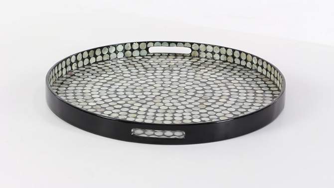 3&#34; x 24&#34; Round Lacquer and Shell Tray with Handles Black/White - Olivia &#38; May, 2 of 16, play video