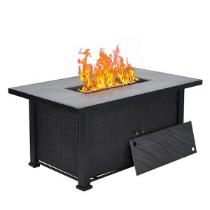 Outdoor Propane Fire Pit 52inch, 50000BTU Gas Fire Pit Table with Cover and Rain Cover, Rectangle Gas Firepit Table for Patio Deck Garden Backyard - 1 of 4