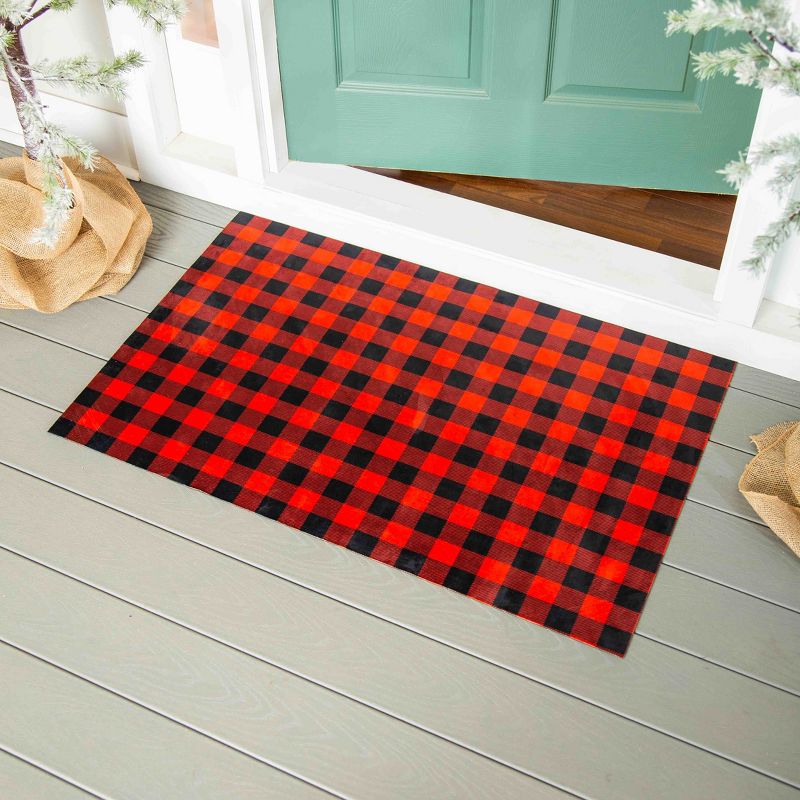 Evergreen Red and Black Buffalo Check Layering Mat 11.5 x 9.5 inches Indoor and Outdoor Decor, 4 of 5