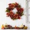 Nearly Natural 24-in Autumn Sunflower, Pumpkin, Pinecone and Berries Fall Artificial Wreath - 4 of 4