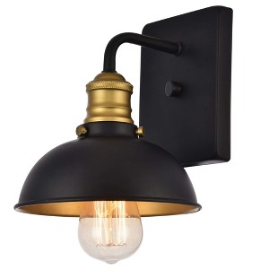 Elegant Lighting Anders Collection Wall Sconce D7.1 H8.3 Lt:1 Black and Brass Finish - 1 of 4