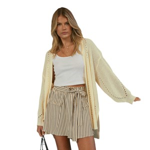 Women's Ivory Knit Open Front Dolman Sleeve Sweater - Cupshe - 1 of 4