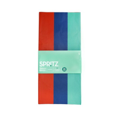 20ct Banded Gift Packaging Tissues Red/Blue/Green - Spritz™