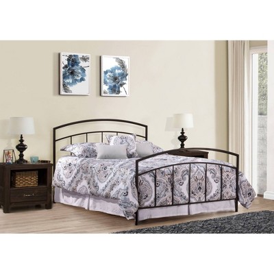 Textured Black Metal Queen Bed with Headboard and Footboard