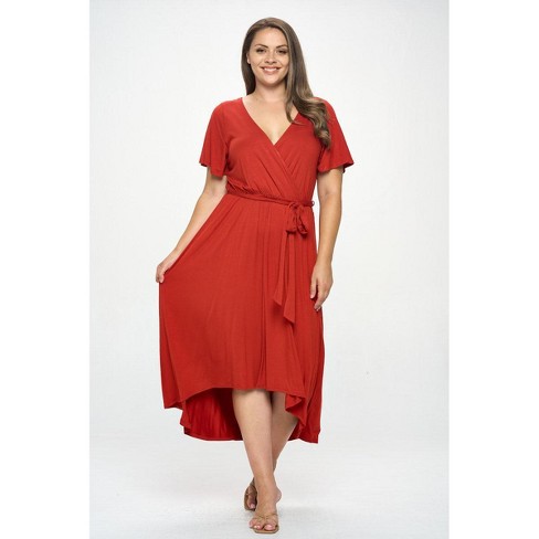 Plus size cheap faux wrap dress