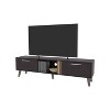 Vynxaria Modern TV Stand with 2 Doors and Open Storage, Wengue, 63"W x 13.8"D x 16.9"H - 3 of 4