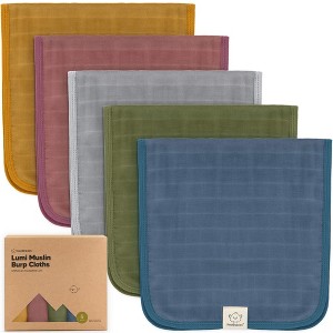 5pk Lumi Muslin Burp Cloths for Baby Boys, Girls, Organic Baby Burp Cloths, Burping Cloths for Babies - 1 of 4