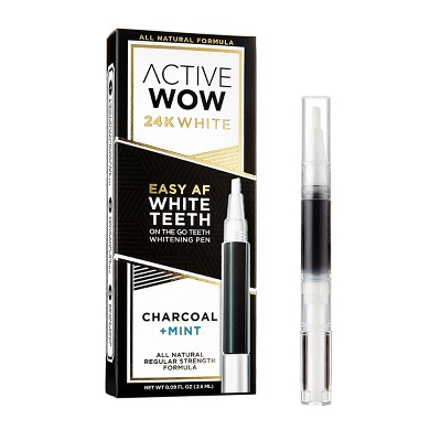 Active Wow White Charcoal Teeth Whitening Pen with Mint - 0.09 fl oz