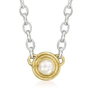 Ross-Simons 8-8.5mm Cultured Pearl Disc Necklace in Sterling Silver and 18kt Gold Over Sterling - 1 of 4