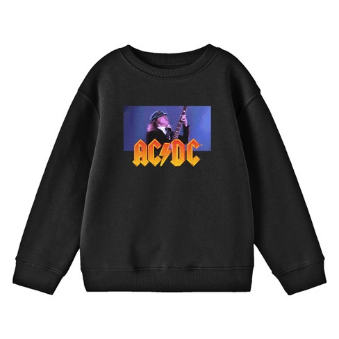 ACDC Logo and Angus Young Youth Black Crew Neck Sweatshirt XL